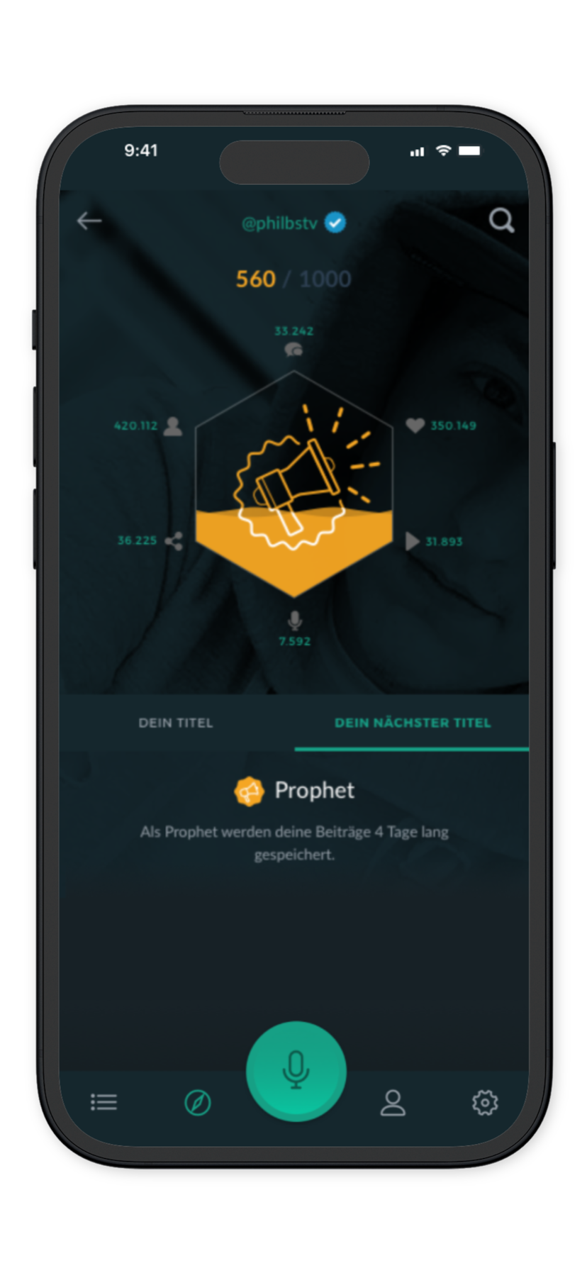Speakster App Design: Achievements