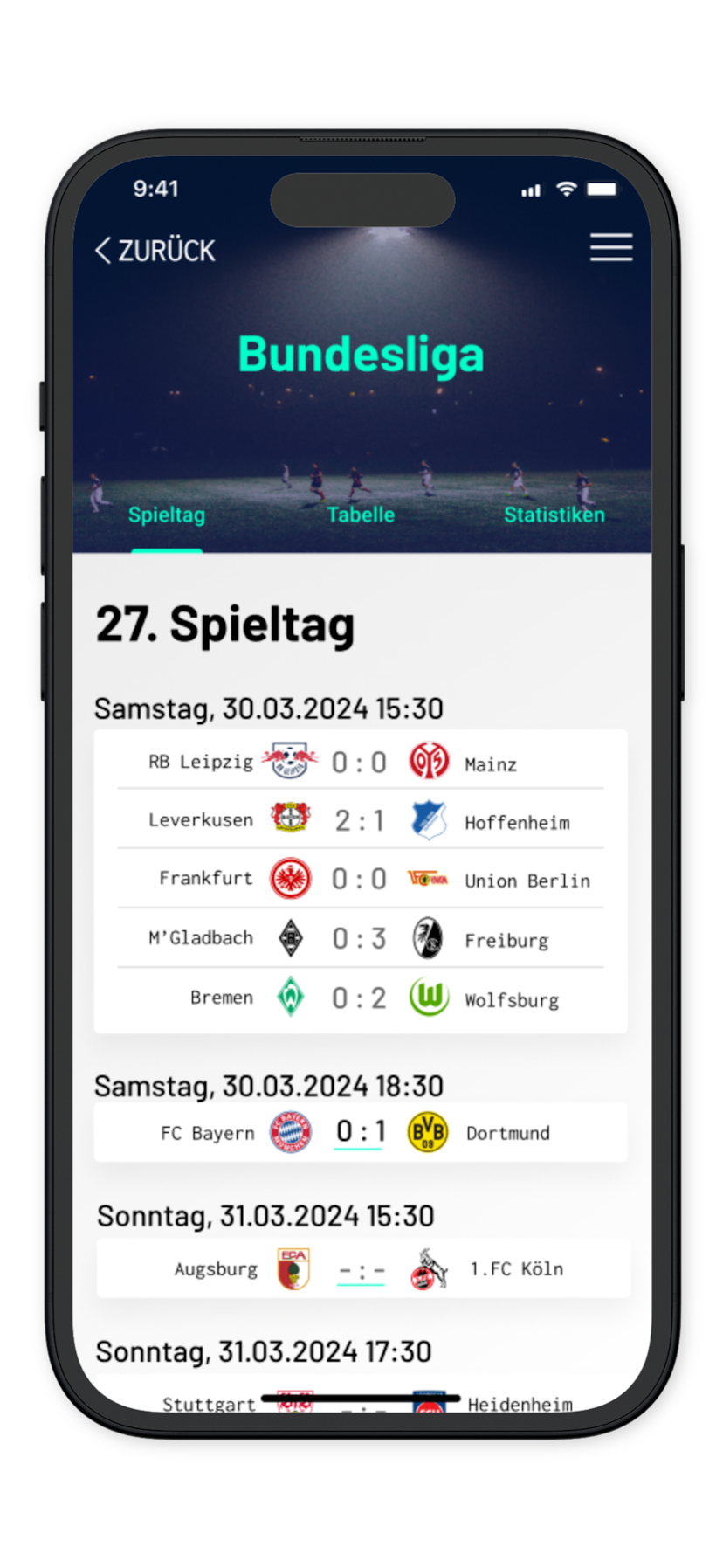 football App Design: Spieltag